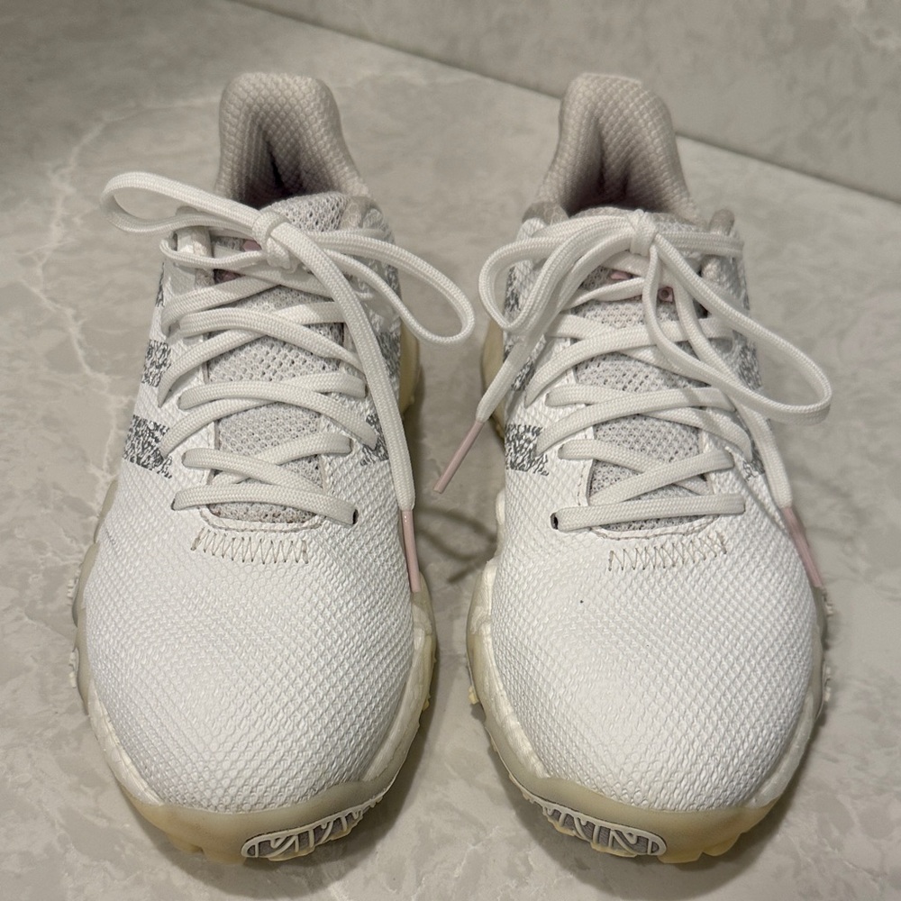 adidas White Silver Pink Golf Shoes
